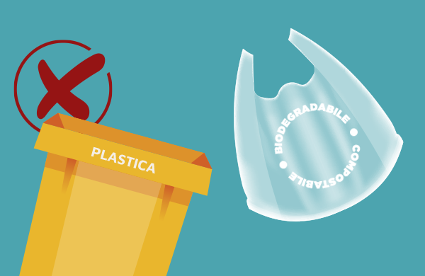 Il sacchetto rotto di bioplastica non va messo nella plastica.