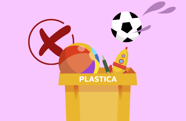 Gli oggetti di plastica non vanno nella plastica.